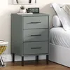 Image de vidaXL Table de chevet avec pieds en métal Gris Bois pin massif OSLO350977