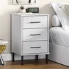 Image de vidaXL Table de chevet avec pieds en métal Blanc Bois pin massif OSLO350978
