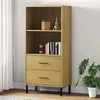 Image de vidaXL Bibliothèque à 2 tiroirs Marron 60x35x128,5 cm Bois massif OSLO351009