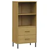 Image de Vidaxl BibliothÃ¨que Ã 2 Tiroirs Marron 60x35x128,5 Cm Bois Massif Oslo