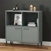 Image de vidaXL Bibliothèque avec pieds en métal Gris 90x35x90,5 cm Bois OSLO351016