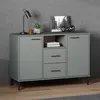 Image de vidaXL Buffet avec pieds en métal Gris 113x40x77 cm Bois massif OSLO351019