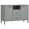 Image de vidaXL Buffet avec pieds en mÃ©tal Gris 113x40x77 cm Bois massif OSLO