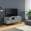 Image de vidaXL Meuble TV avec pieds en métal Gris Bois de pin massif OSLO351022