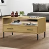 Image de vidaXL Table basse avec pieds en métal Marron 85x50x45 cm Bois OSLO351033