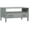Image de vidaXL Vidaxl Table Basse Avec Pieds En Métal Gris 85x50x45 Cm Bois Oslo