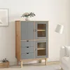 Image de vidaXL Buffet haut OTTA marron et gris 85x43x125 cm bois massif de pin351307