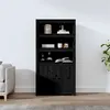 Image de vidaXL Buffet haut Noir 80x35x154 cm Bois massif de pin823523