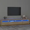 Image de vidaXL Meuble TV avec lumières LED Chêne sonoma 240x35x40 cm3152724