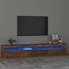 Image de vidaXL Meuble TV avec lumières LED Chêne fumé 240x35x40 cm3152727
