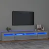 Image de vidaXL Meuble TV avec lumiÃ¨res LED Sonoma gris 240x35x40 cm
