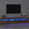 Image de vidaXL Meuble TV avec lumières LED Chêne fumé 210x35x40 cm3152735