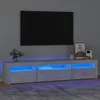 Image de vidaXL Meuble TV avec lumières LED Gris béton 195x35x40 cm3152741