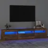 Image de vidaXL Meuble TV avec lumières LED Chêne fumé 195x35x40 cm3152743