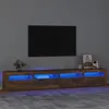 Image de vidaXL Meuble TV avec lumières LED Chêne fumé 240x35x40 cm3152767