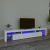 Image de vidaXL Meuble TV avec lumiÃ¨res LED Blanc 215x36,5x40 cm
