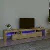 Image de vidaXL Meuble TV avec lumières LED Chêne sonoma 215x36,5x40 cm3152796