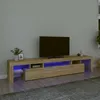 Image de Meuble Tv Lot 3 Pcs ChÃªne Sonoma Bois ContreplaquÃ© Led Rgb 215x36,5x40 Cm
