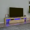Image de vidaXL Meuble TV avec lumières LED Chêne sonoma 200x36,5x40 cm3152812