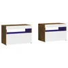 Image de Vidaxl Tables De Chevet 2 Pcs Et LumiÃ¨res Led ChÃªne FumÃ© 60x35x40 Cm