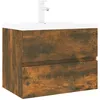 Image de vidaXL Vidaxl Meuble Lavabo Avec Bassin Intégré Chêne Fumé Bois D'ingénierie