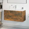 Image de vidaXL Meuble lavabo avec bassin intégré Chêne fumé Bois d'ingénierie3152882