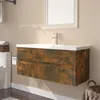 Image de vidaXL Meuble lavabo avec bassin intégré Chêne fumé Bois d'ingénierie3152885