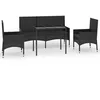 Image de Vidaxl Salon De Jardin 4 Pcs Avec Coussins Noir RÃ©sine TressÃ©e