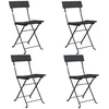 Image de vidaXL Vidaxl Chaises De Bistrot Pliantes 4 Pcs Noir Résine Tressée Et Acier