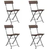 Image de Vidaxl Chaises De Bistrot Pliantes 4pcs Marron RÃ©sine TressÃ©e Et Acier