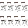 Image de vidaXL Vidaxl Chaises De Bistrot Pliantes 8pcs Marron Résine Tressée Et Acier