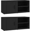 Image de vidaXL vidaXL Meubles TV 2 pcs Noir 80x31,5x36 cm Bois d'ingénierie