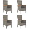 Image de Vidaxl Chaises De Jardin Avec Coussins 4 Pcs RÃ©sine TressÃ©e Gris