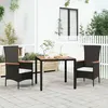 Image de Vidaxl Table De Jardin Plateau En Bois Noir RÃ©sine TressÃ©e Bois Massif