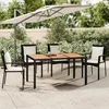 Image de vidaXL Table de jardin plateau en bois Noir Résine tressée bois massif