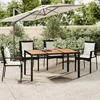 Image de Vidaxl Table De Jardin Plateau En Bois Noir RÃ©sine TressÃ©e Bois Massif