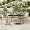 Image de vidaXL Table de jardin plateau en verre Résine tressée verre trempé319553