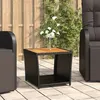 Image de vidaXL Table à thé et dessus en bois Noir Résine tressée Acacia massif