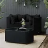 Image de vidaXL Salon de jardin 4 pcs avec coussins Noir Résine tressée319792