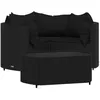 Image de Salon De Jardin 4 Pcs Avec Coussins Noir RÃ©sine TressÃ©e