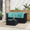 Image de vidaXL Salon de jardin 3 pcs avec coussins Noir Résine tressée319795