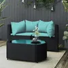 Image de vidaXL Salon de jardin 3 pcs avec coussins Noir Résine tressée319807