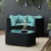 Image de vidaXL Salon de jardin 4 pcs avec coussins Noir Résine tressée319808
