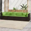 Image de vidaXL Salon de jardin 4 pcs avec coussins Marron Résine tressée319832