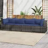 Image de vidaXL Salon de jardin 4 pcs avec coussins Gris Résine tressée319848