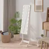 Image de vidaXL Miroir sur pied blanc avec LED blanc 34x37x146 cm