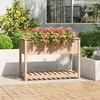Image de vidaXL Jardinière avec étagère 111,5x54x81 cm Bois massif de pin