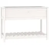 Image de Vidaxl JardiniÃ¨re Avec ÃtagÃ¨re Blanc 111,5x54x81 Cm Bois Massif De Pin