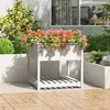 Image de vidaXL Jardinière avec étagère Blanc 82,5x82,5x81cm Bois massif de pin823795