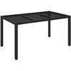 Image de Table De Jardin Dessus En Verre Noir 150x90x75cm RÃ©sine TressÃ©e